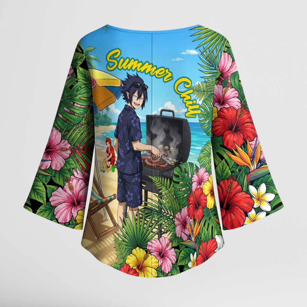 Tamaki Amajiki Summer Chill Kimono Sleeve Blouse Tropical Anime Beach Scene