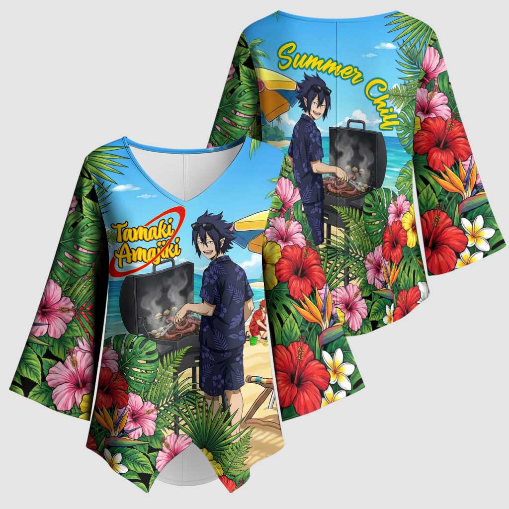 Tamaki Amajiki Summer Chill Kimono Sleeve Blouse Tropical Anime Beach Scene