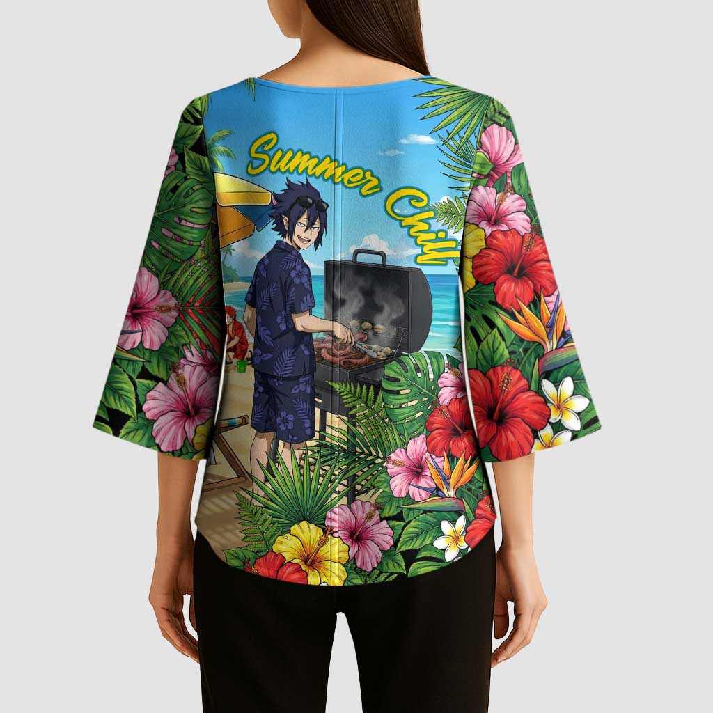 Tamaki Amajiki Summer Chill Kimono Sleeve Blouse Tropical Anime Beach Scene