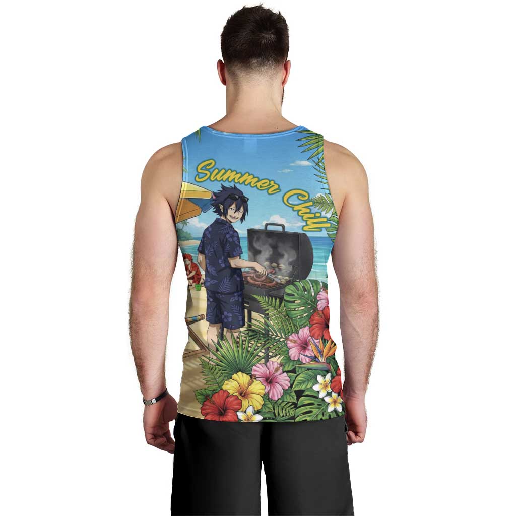 Tamaki Amajiki Summer Chill Men Tank Top Tropical Anime Beach Scene