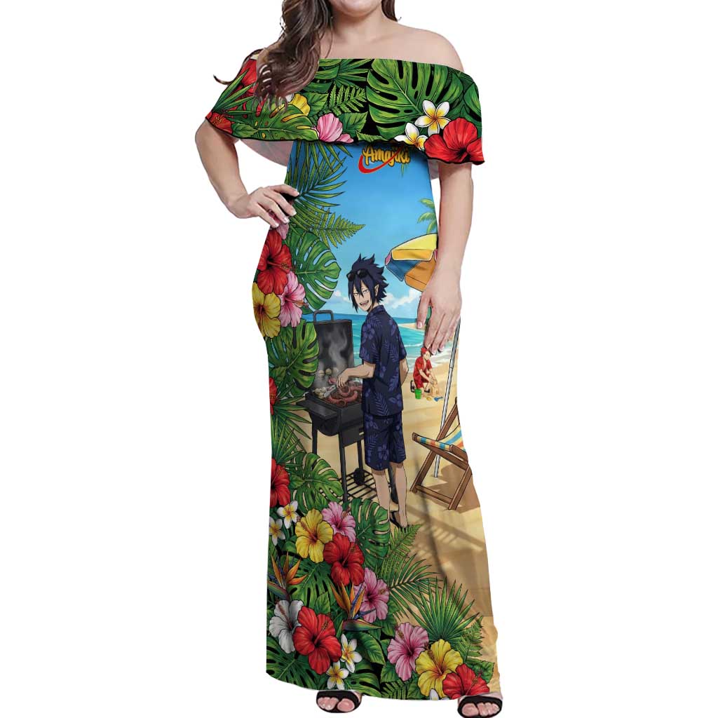 Tamaki Amajiki Summer Chill Off Shoulder Maxi Dress Tropical Anime Beach Scene