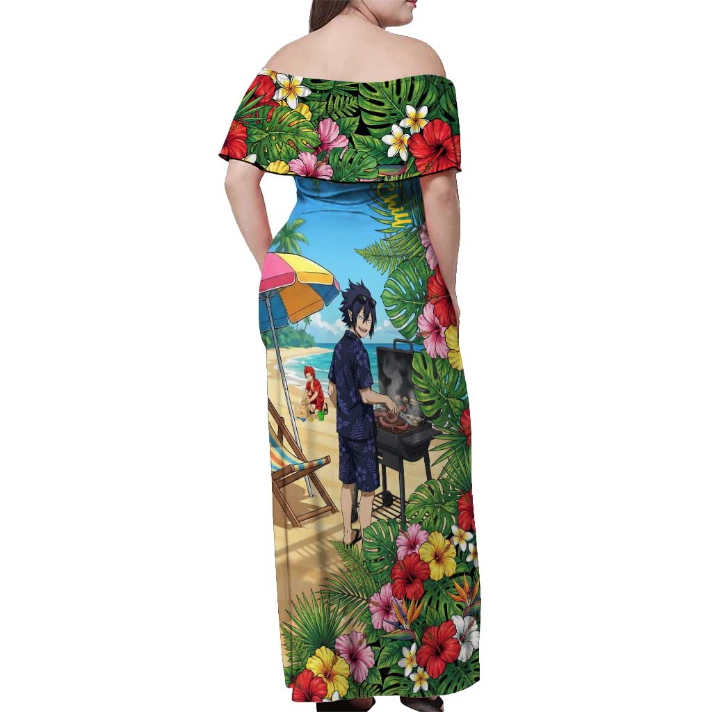 Tamaki Amajiki Summer Chill Off Shoulder Maxi Dress Tropical Anime Beach Scene