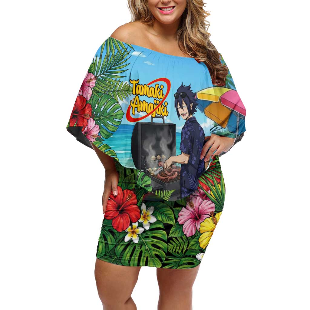 Tamaki Amajiki Summer Chill Off Shoulder Short Dress Tropical Anime Beach Scene