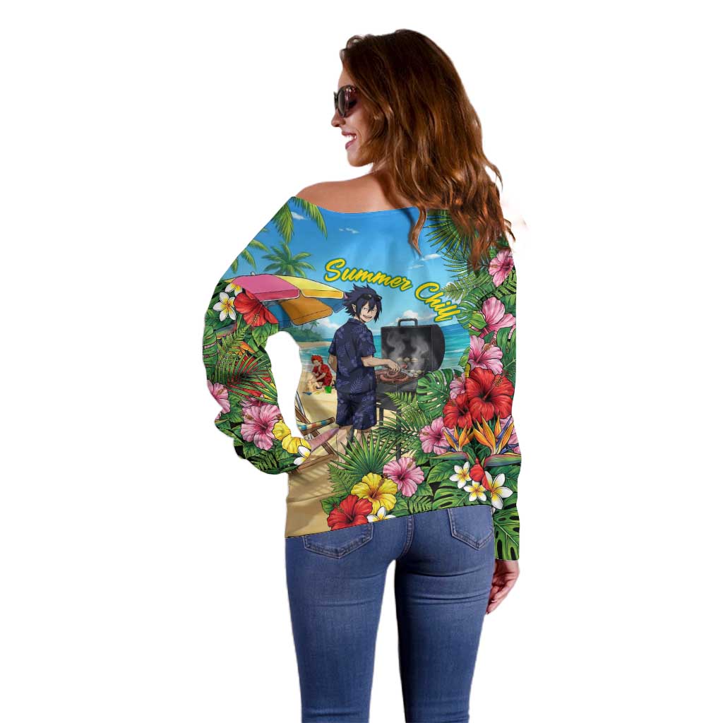 Tamaki Amajiki Summer Chill Off Shoulder Sweater Tropical Anime Beach Scene