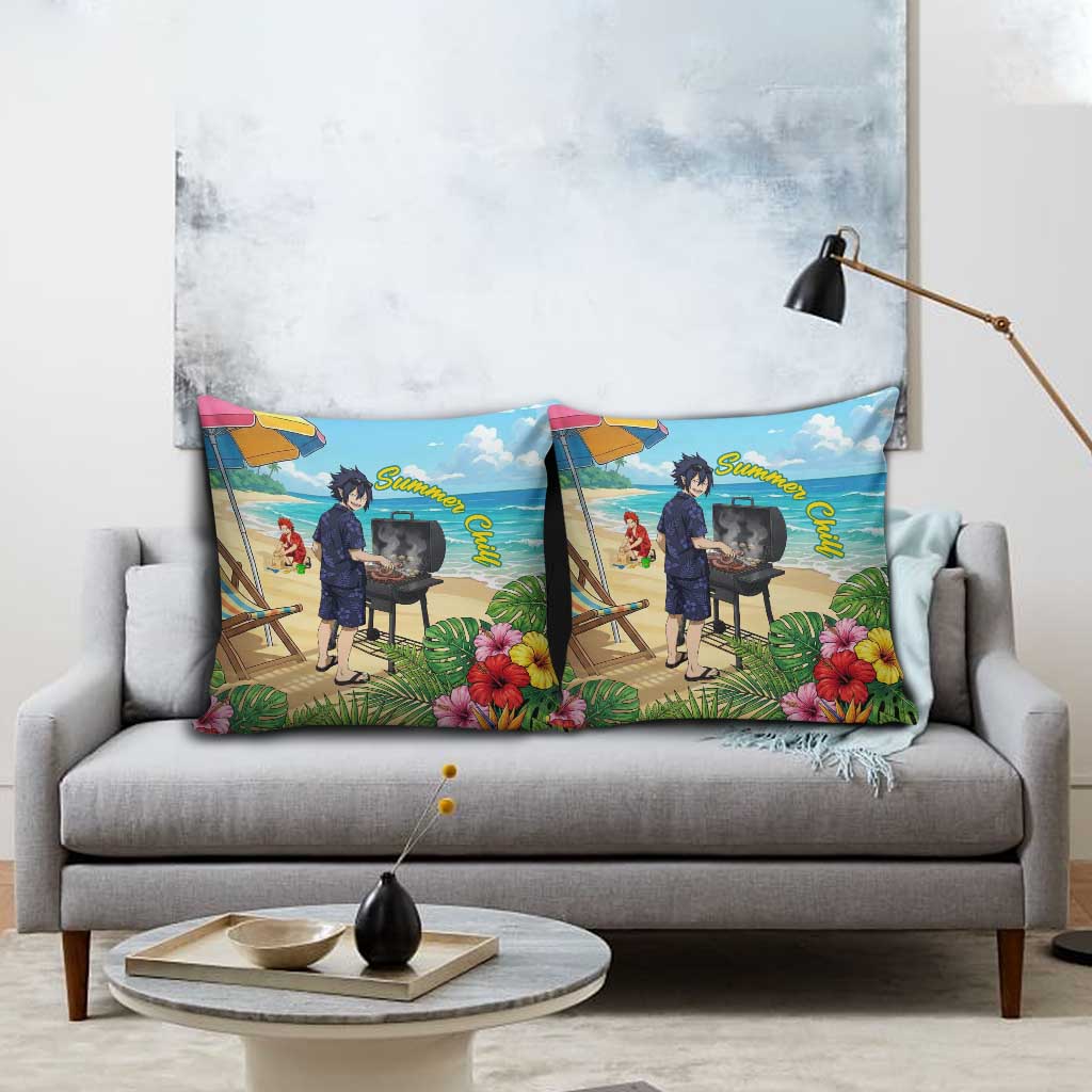 Tamaki Amajiki Summer Chill Pillow Cover Tropical Anime Beach Scene