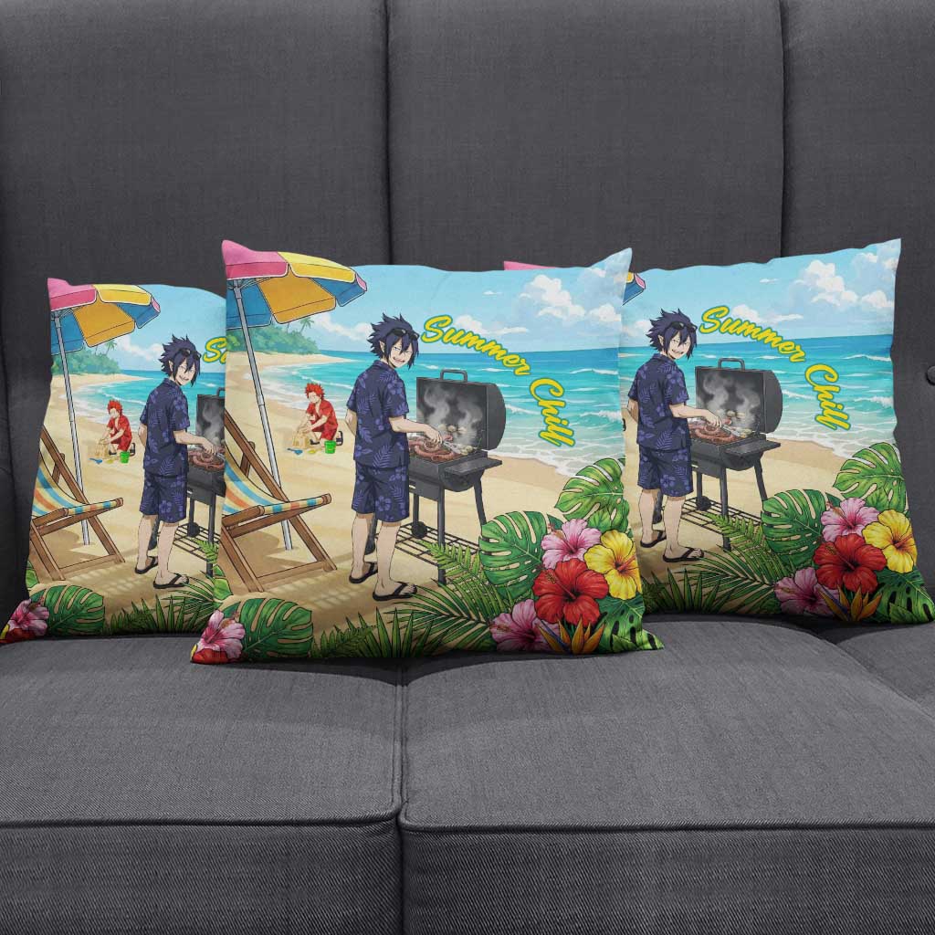 Tamaki Amajiki Summer Chill Pillow Cover Tropical Anime Beach Scene