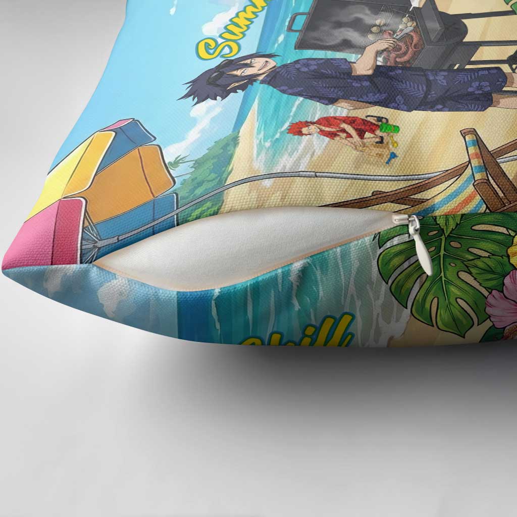 Tamaki Amajiki Summer Chill Pillow Cover Tropical Anime Beach Scene