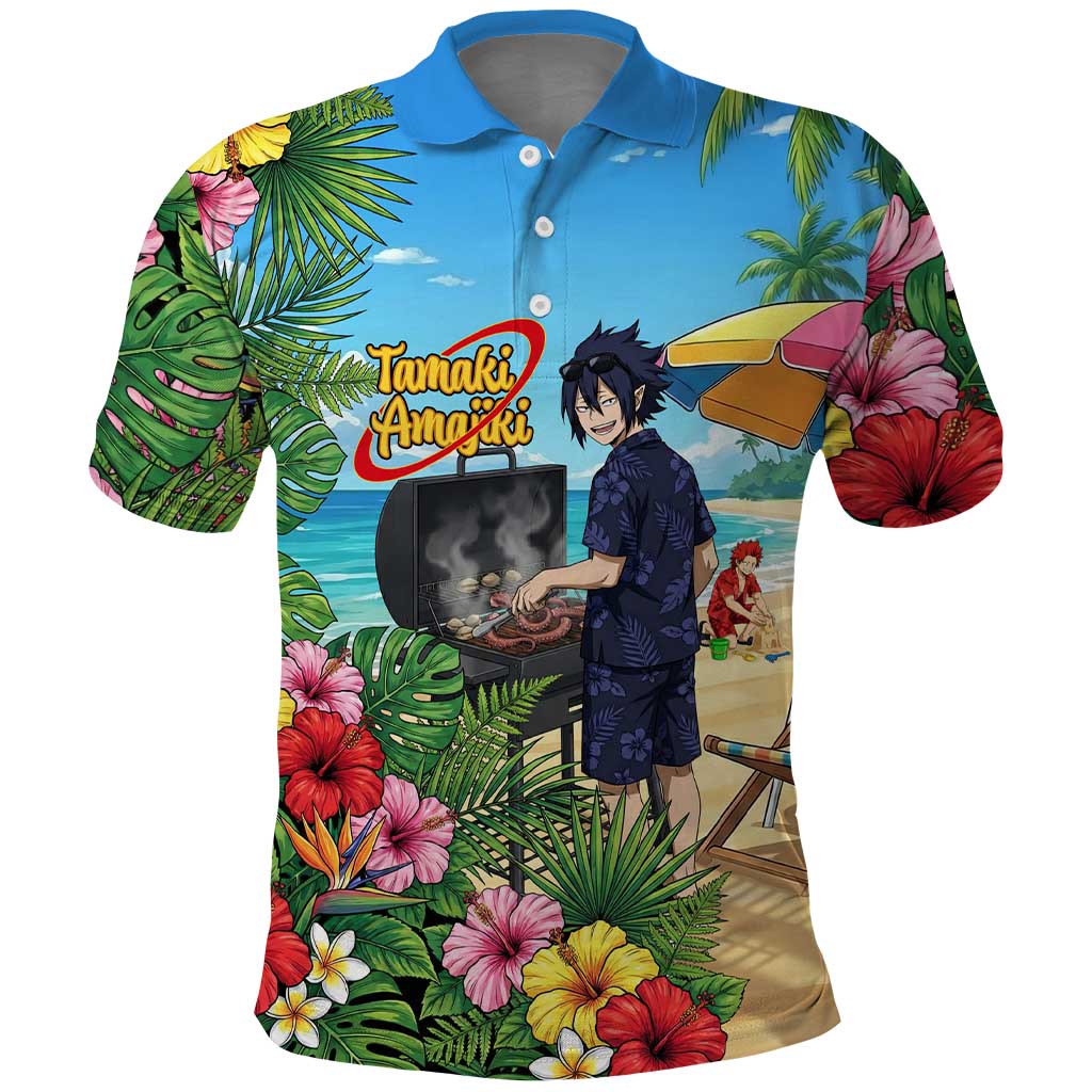 Tamaki Amajiki Summer Chill Polo Shirt Tropical Anime Beach Scene