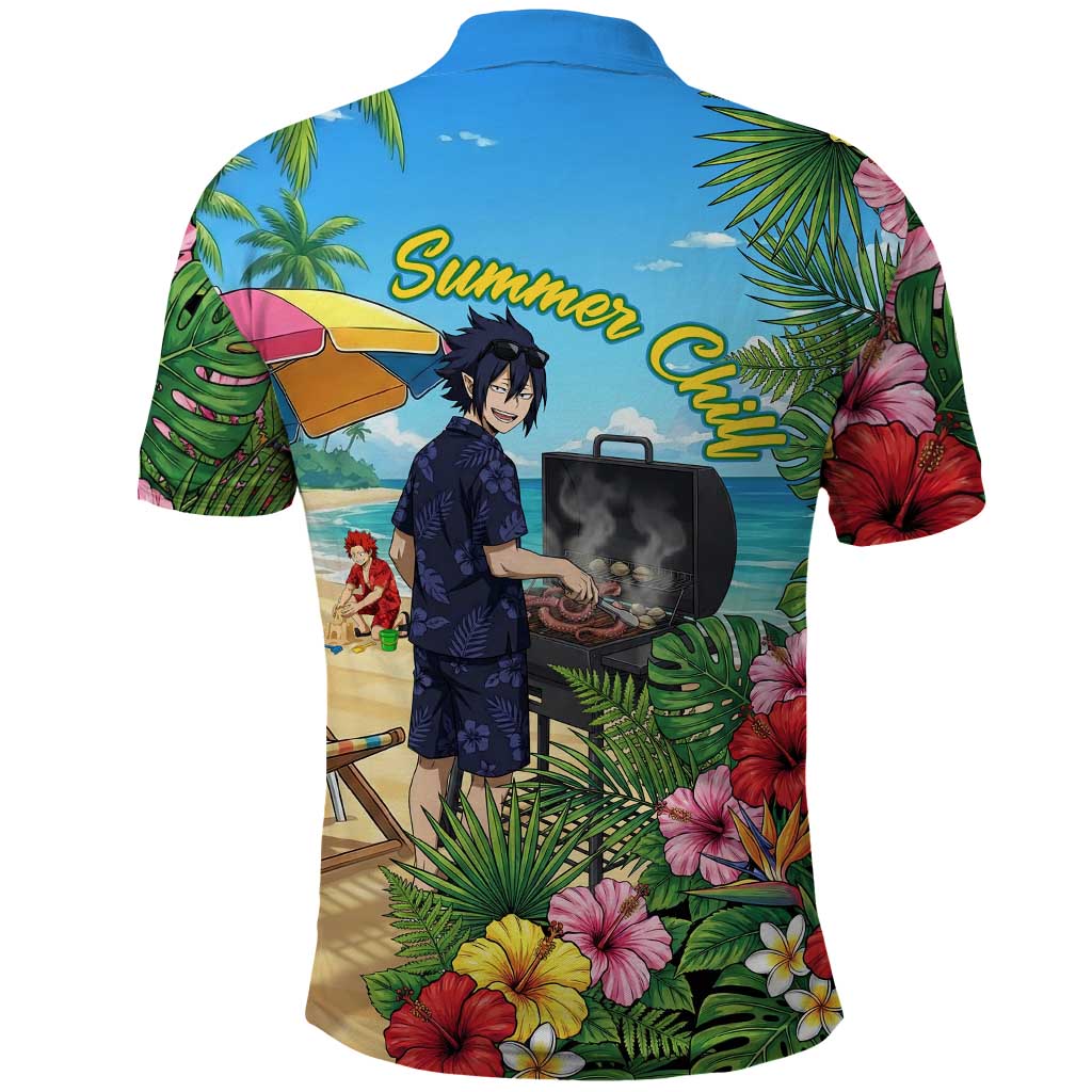 Tamaki Amajiki Summer Chill Polo Shirt Tropical Anime Beach Scene