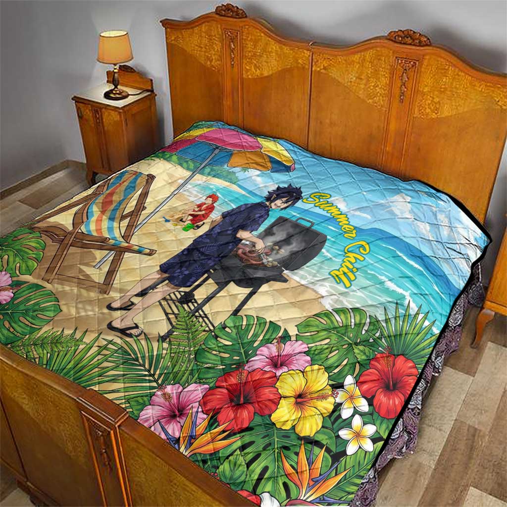 Tamaki Amajiki Summer Chill Quilt Tropical Anime Beach Scene