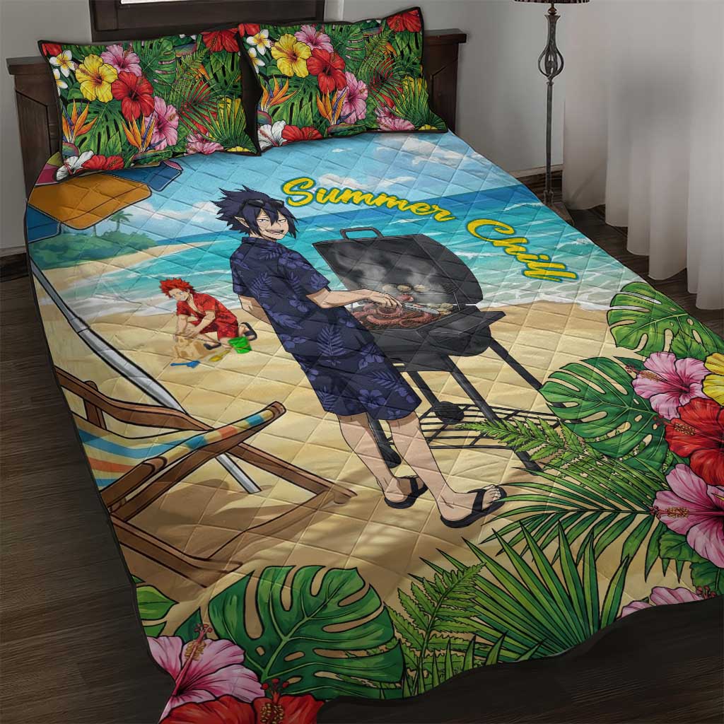 Tamaki Amajiki Summer Chill Quilt Bed Set Tropical Anime Beach Scene