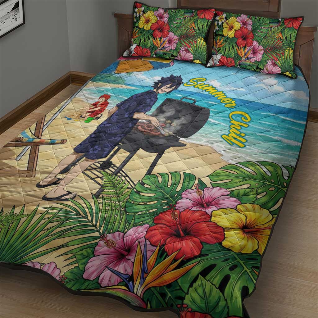 Tamaki Amajiki Summer Chill Quilt Bed Set Tropical Anime Beach Scene