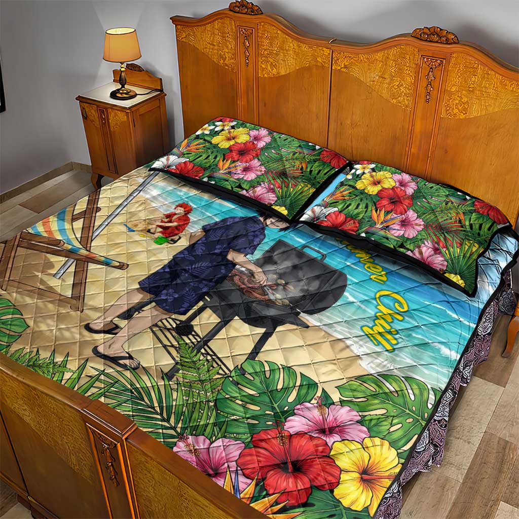 Tamaki Amajiki Summer Chill Quilt Bed Set Tropical Anime Beach Scene
