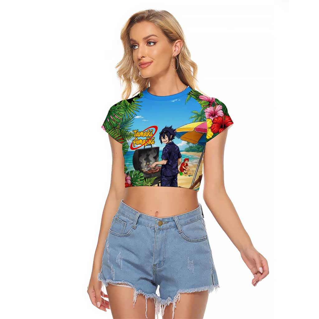 Tamaki Amajiki Summer Chill Raglan Cropped T Shirt Tropical Anime Beach Scene