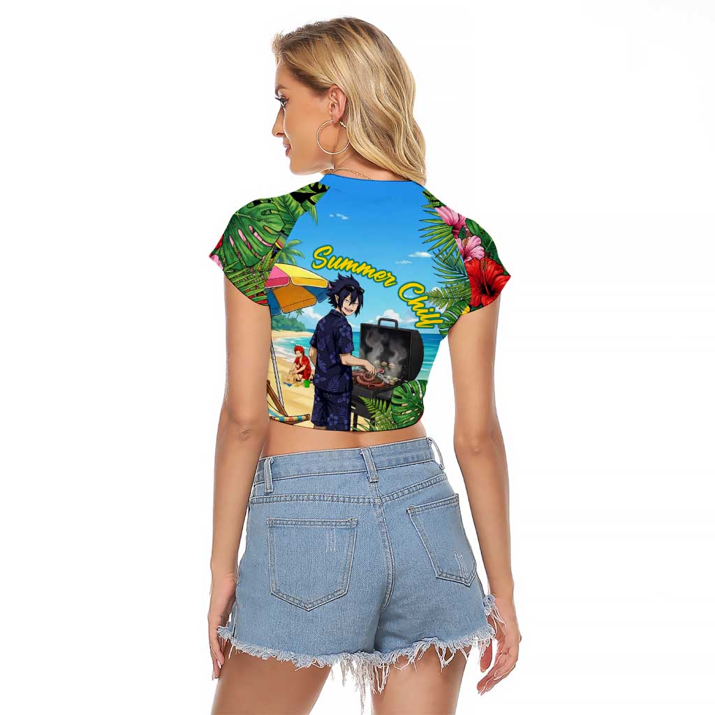 Tamaki Amajiki Summer Chill Raglan Cropped T Shirt Tropical Anime Beach Scene