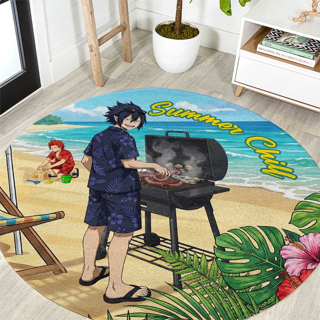 Tamaki Amajiki Summer Chill Round Carpet Tropical Anime Beach Scene