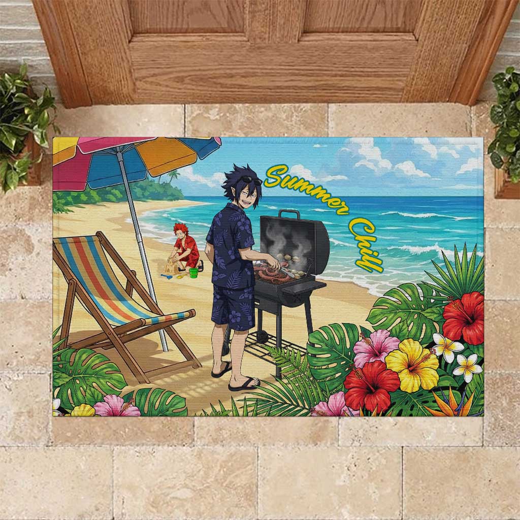 Tamaki Amajiki Summer Chill Rubber Doormat Tropical Anime Beach Scene