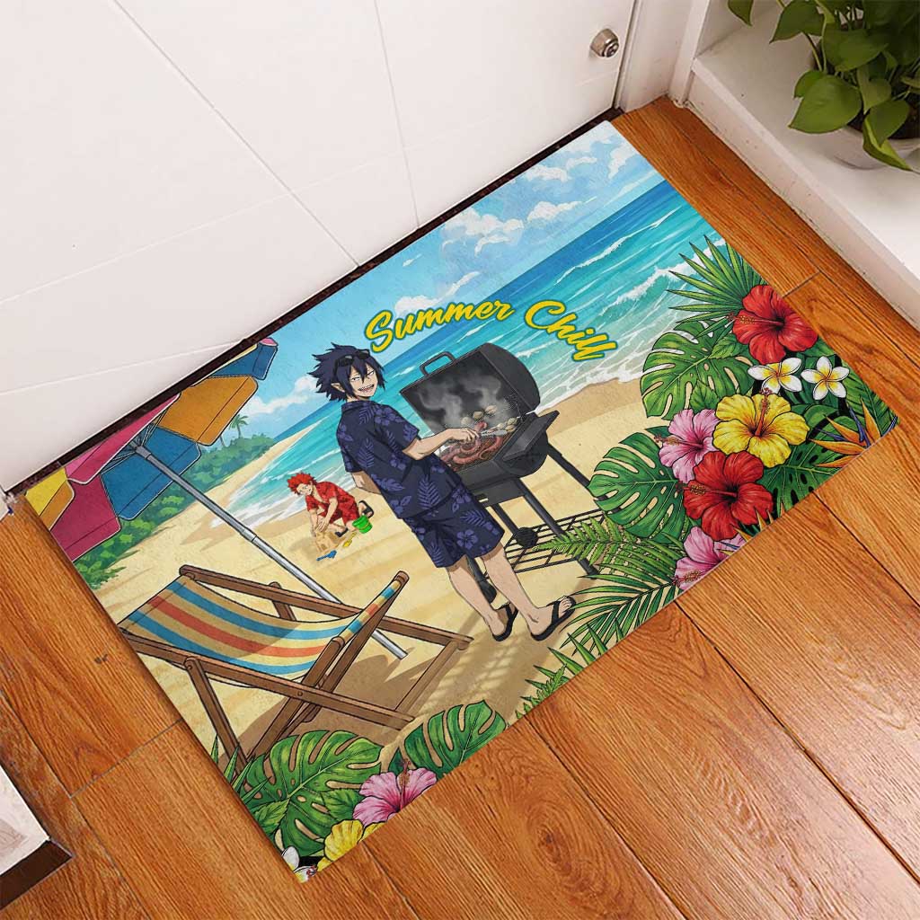 Tamaki Amajiki Summer Chill Rubber Doormat Tropical Anime Beach Scene