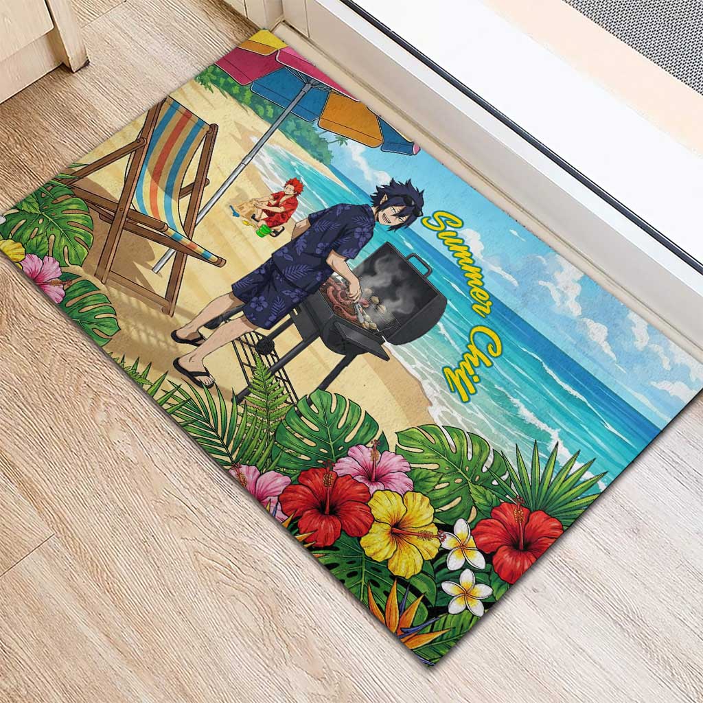Tamaki Amajiki Summer Chill Rubber Doormat Tropical Anime Beach Scene