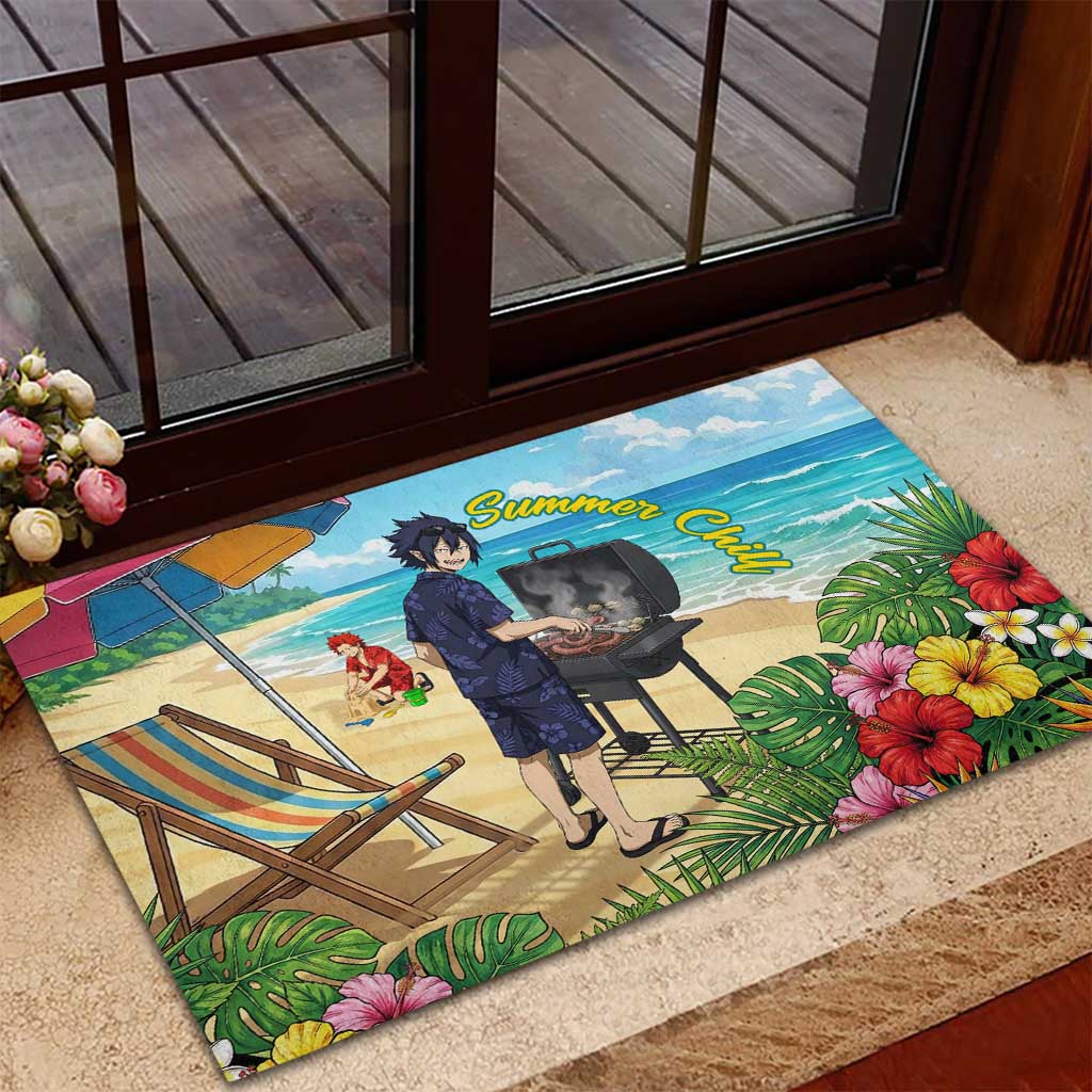 Tamaki Amajiki Summer Chill Rubber Doormat Tropical Anime Beach Scene