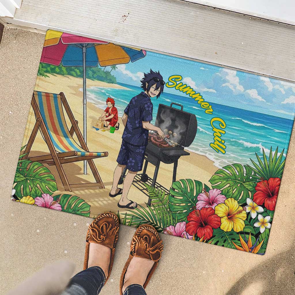 Tamaki Amajiki Summer Chill Rubber Doormat Tropical Anime Beach Scene