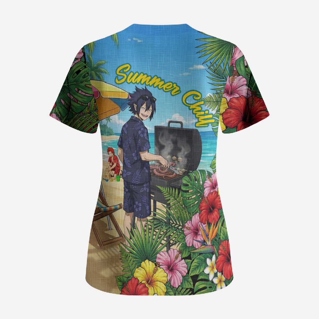 Tamaki Amajiki Summer Chill Scrub Top Tropical Anime Beach Scene
