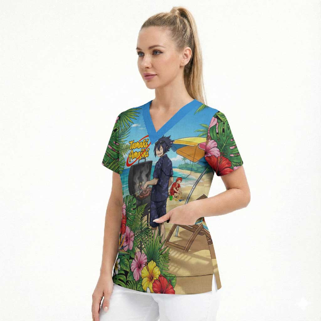 Tamaki Amajiki Summer Chill Scrub Top Tropical Anime Beach Scene