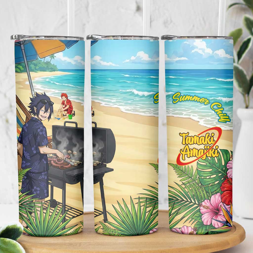 Tamaki Amajiki Summer Chill Skinny Tumbler Tropical Anime Beach Scene