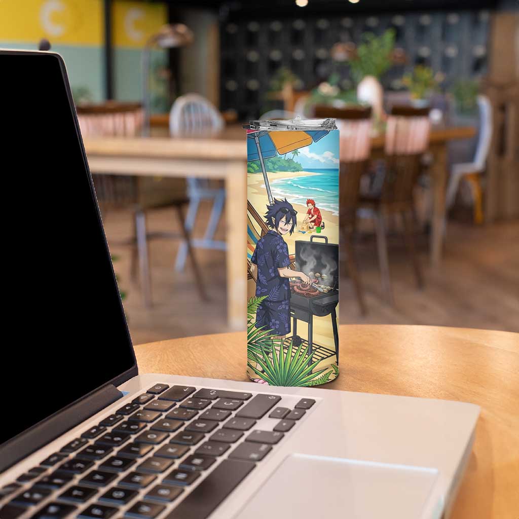 Tamaki Amajiki Summer Chill Skinny Tumbler Tropical Anime Beach Scene