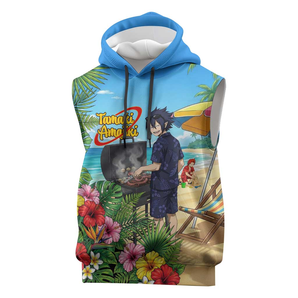 Tamaki Amajiki Summer Chill Sleeveless Hoodie Tropical Anime Beach Scene
