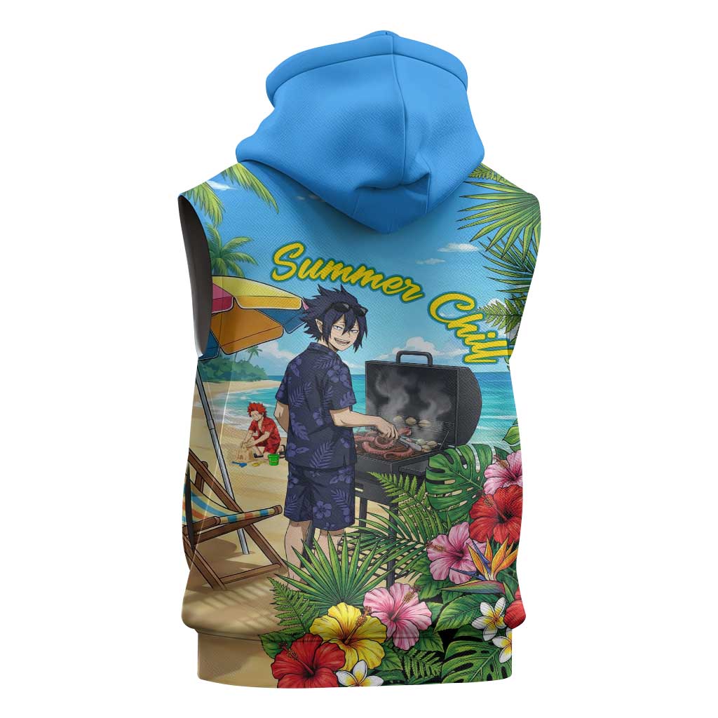 Tamaki Amajiki Summer Chill Sleeveless Hoodie Tropical Anime Beach Scene
