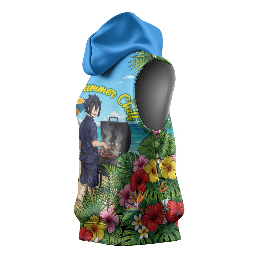 Tamaki Amajiki Summer Chill Sleeveless Hoodie Tropical Anime Beach Scene