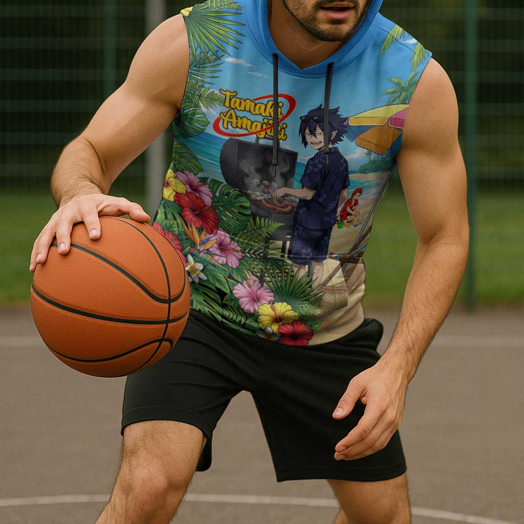 Tamaki Amajiki Summer Chill Sleeveless Hoodie Tropical Anime Beach Scene