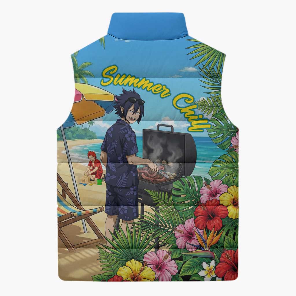 Tamaki Amajiki Summer Chill Sleeveless Puffer Jacket Tropical Anime Beach Scene