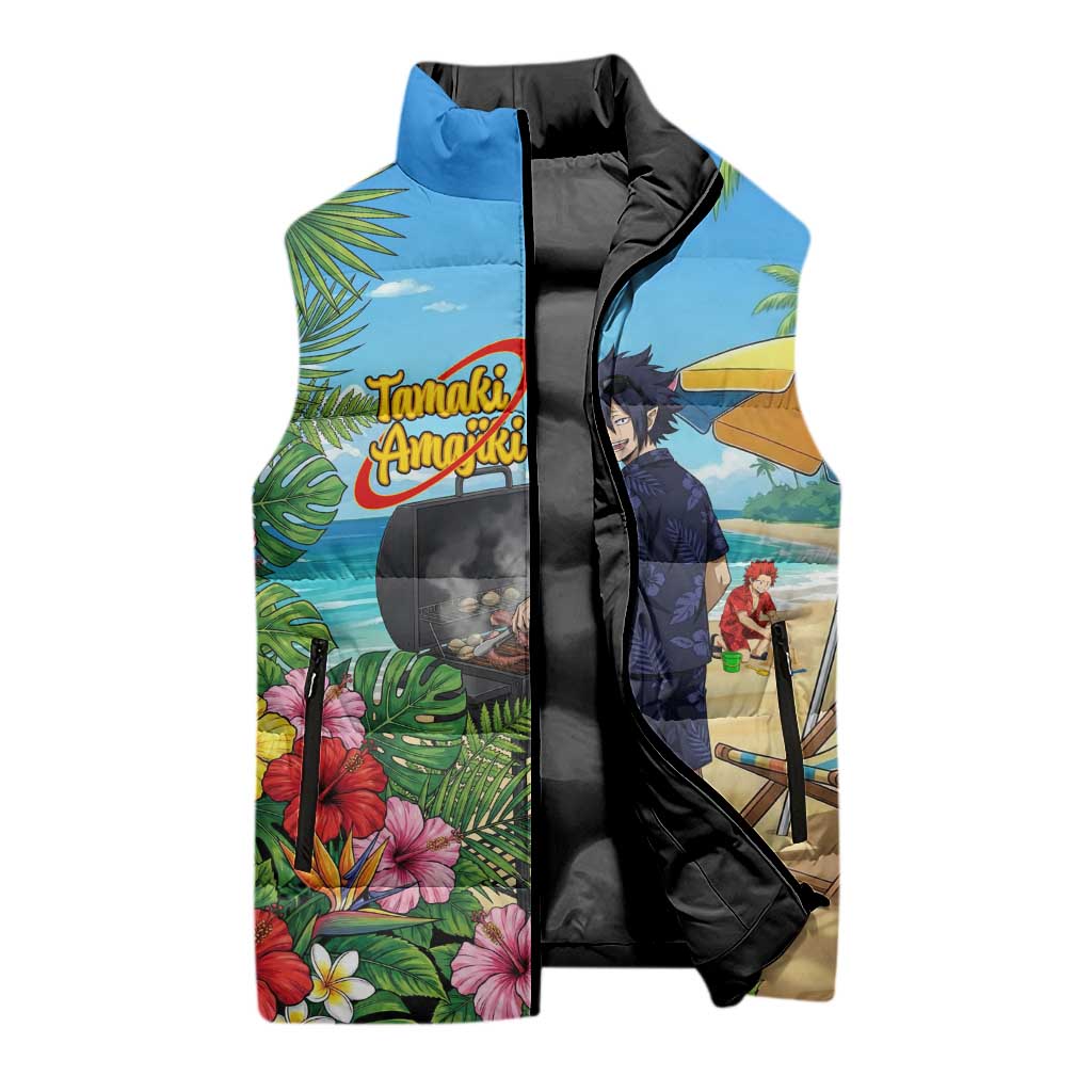 Tamaki Amajiki Summer Chill Sleeveless Puffer Jacket Tropical Anime Beach Scene