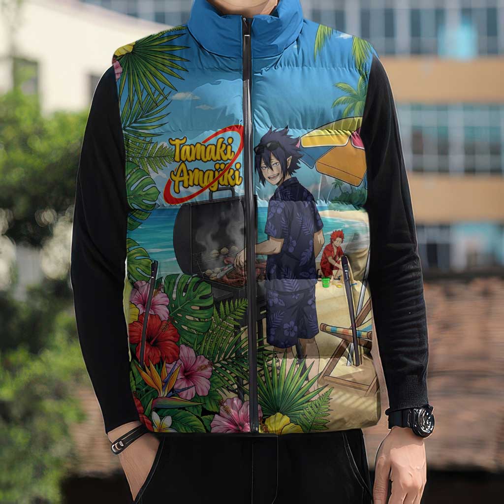 Tamaki Amajiki Summer Chill Sleeveless Puffer Jacket Tropical Anime Beach Scene