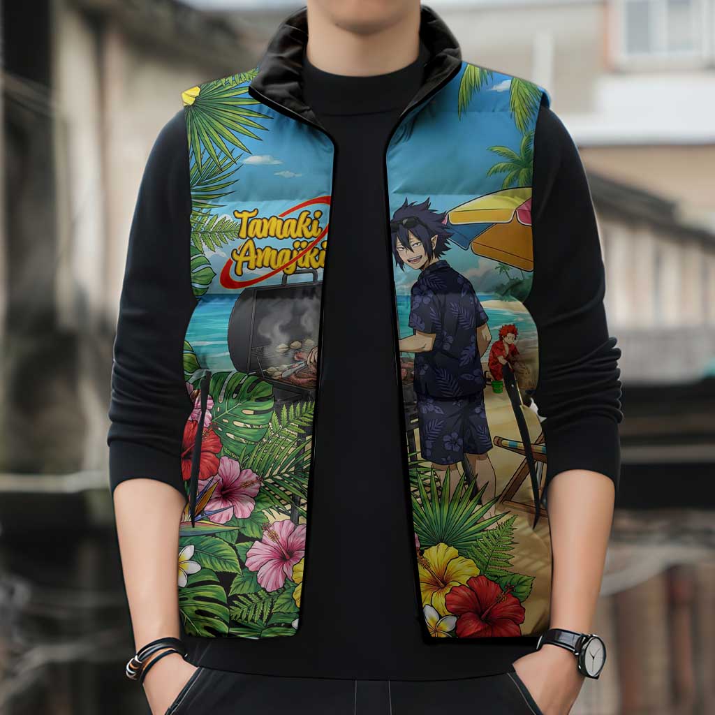 Tamaki Amajiki Summer Chill Sleeveless Puffer Jacket Tropical Anime Beach Scene
