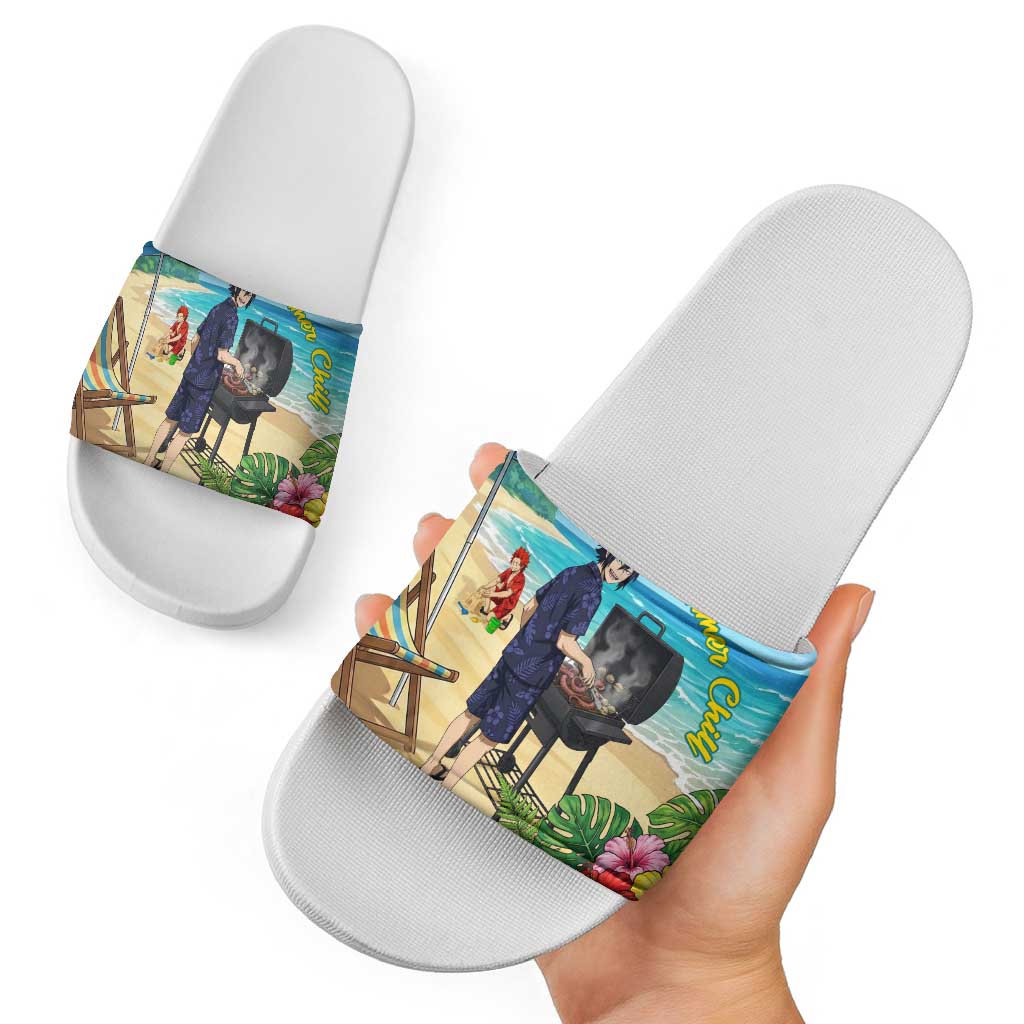 Tamaki Amajiki Summer Chill Slide Sandals Tropical Anime Beach Scene