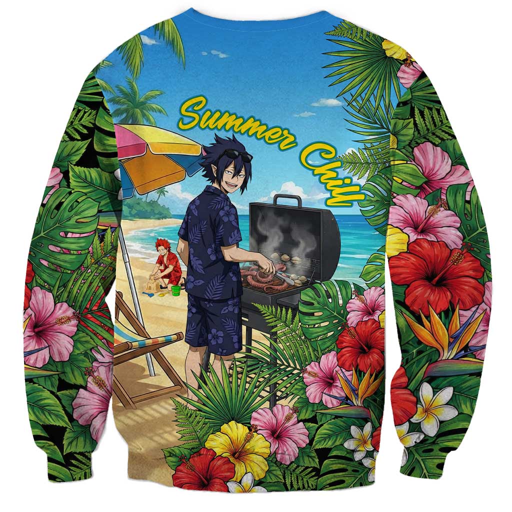 Tamaki Amajiki Summer Chill Sweatshirt Tropical Anime Beach Scene