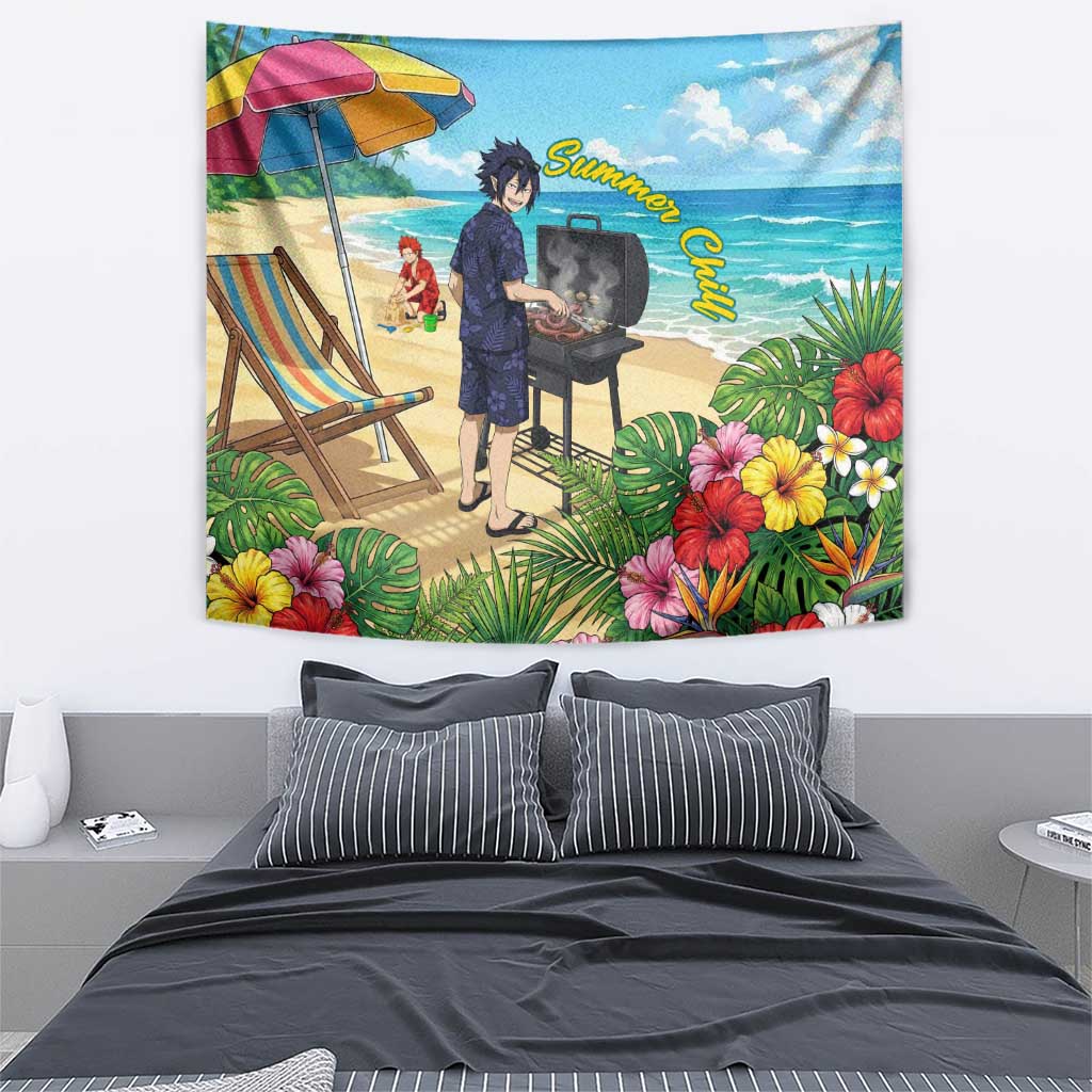 Tamaki Amajiki Summer Chill Tapestry Tropical Anime Beach Scene