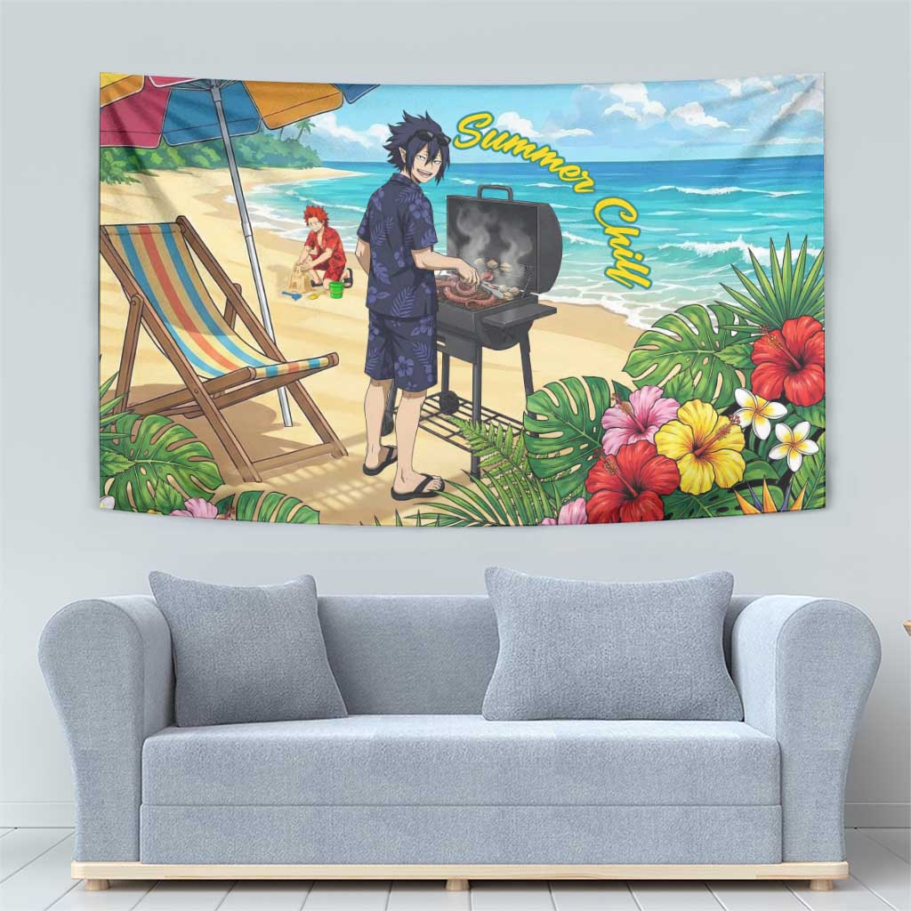 Tamaki Amajiki Summer Chill Tapestry Tropical Anime Beach Scene