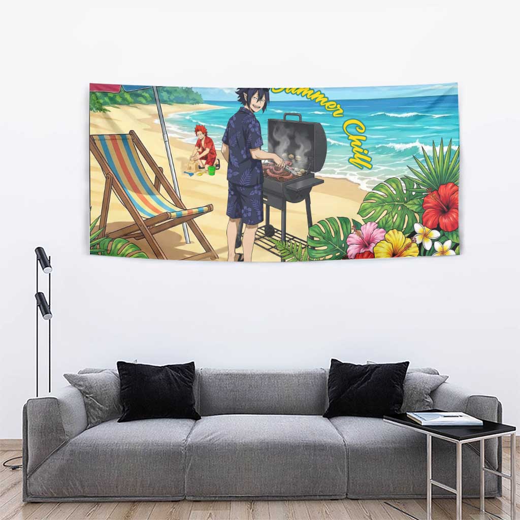 Tamaki Amajiki Summer Chill Tapestry Tropical Anime Beach Scene
