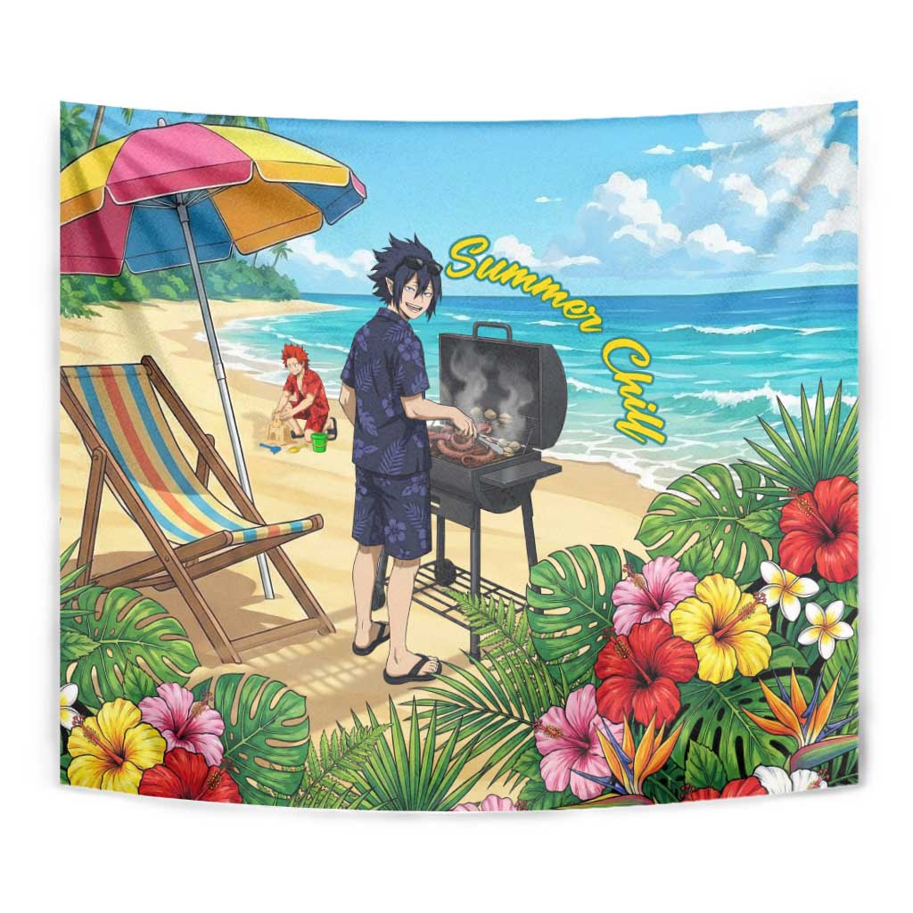 Tamaki Amajiki Summer Chill Tapestry Tropical Anime Beach Scene