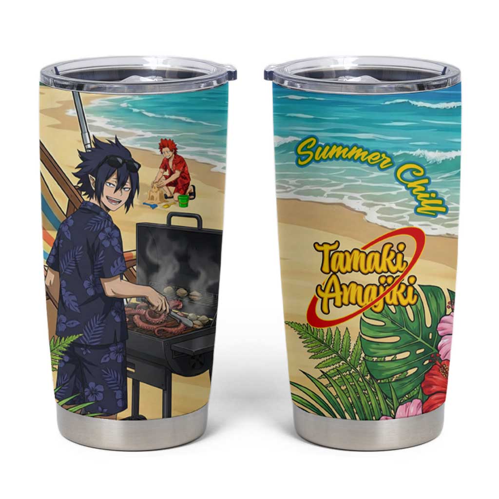 Tamaki Amajiki Summer Chill Tumbler Cup Tropical Anime Beach Scene