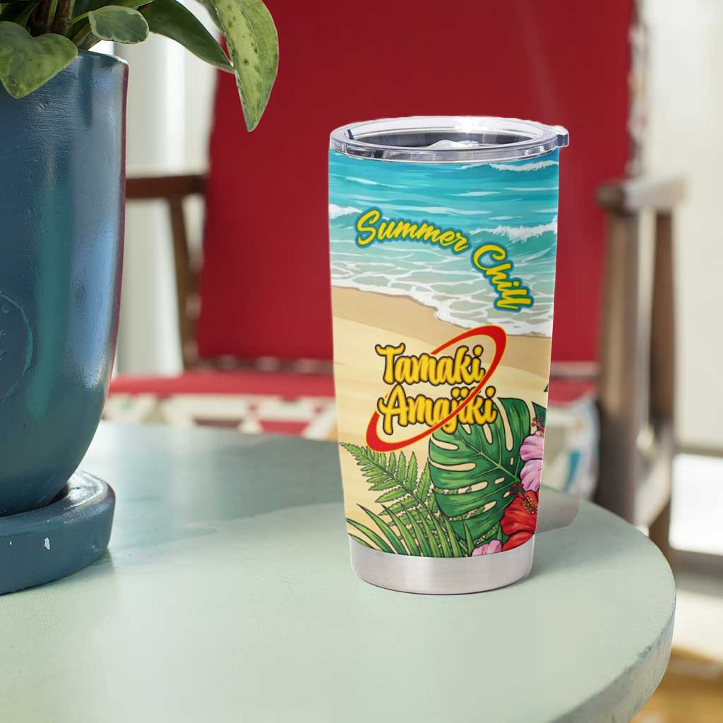 Tamaki Amajiki Summer Chill Tumbler Cup Tropical Anime Beach Scene