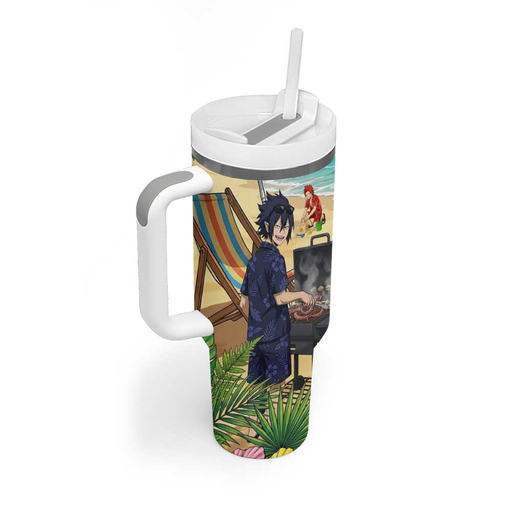 Tamaki Amajiki Summer Chill Tumbler With Handle Tropical Anime Beach Scene