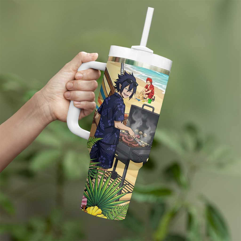 Tamaki Amajiki Summer Chill Tumbler With Handle Tropical Anime Beach Scene