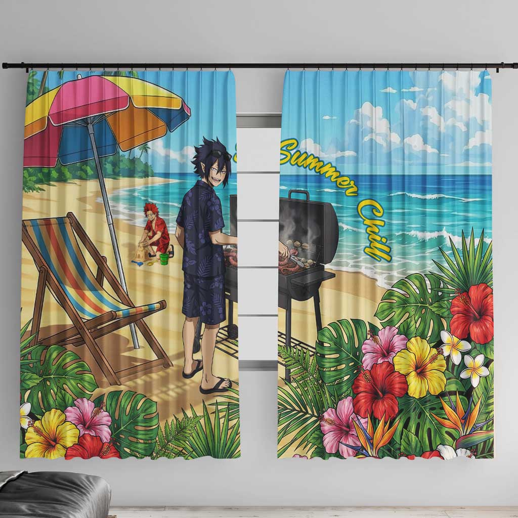 Tamaki Amajiki Summer Chill Window Curtain Tropical Anime Beach Scene