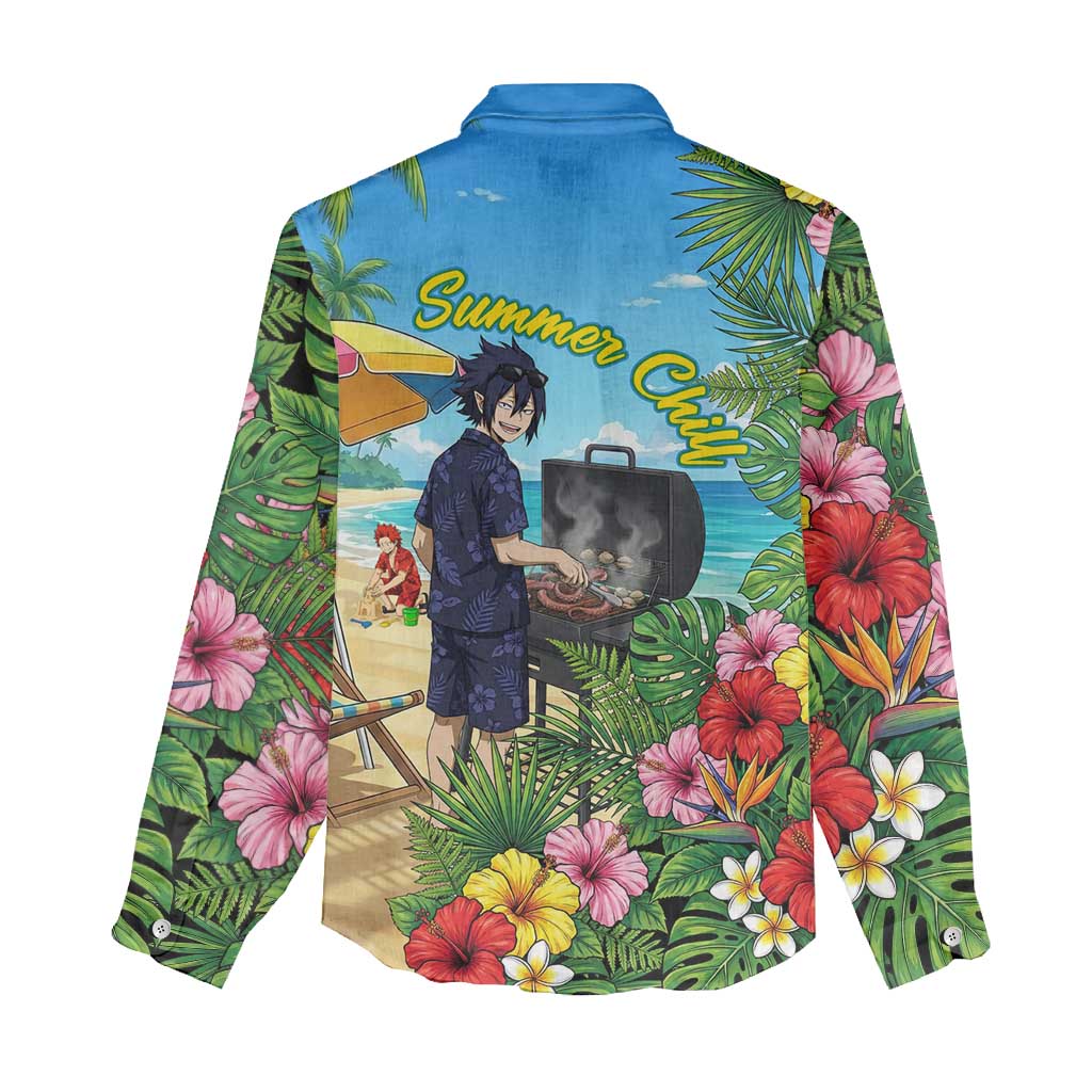 Tamaki Amajiki Summer Chill Women Casual Shirt Tropical Anime Beach Scene