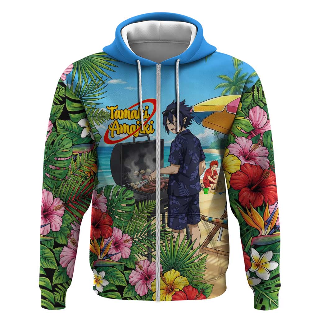 Tamaki Amajiki Summer Chill Zip Hoodie Tropical Anime Beach Scene